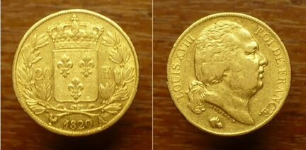 20 франков 1820 г Франция