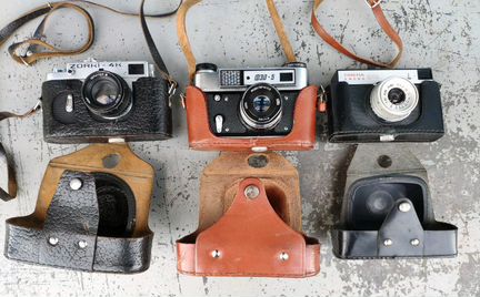 3 Фотоаппарата: Зоркий-4К (zorki 4К), фэд 5, Смена