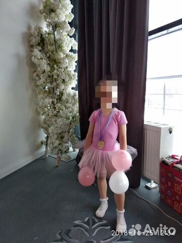 Купальник гимнастический розовый юбка балетки