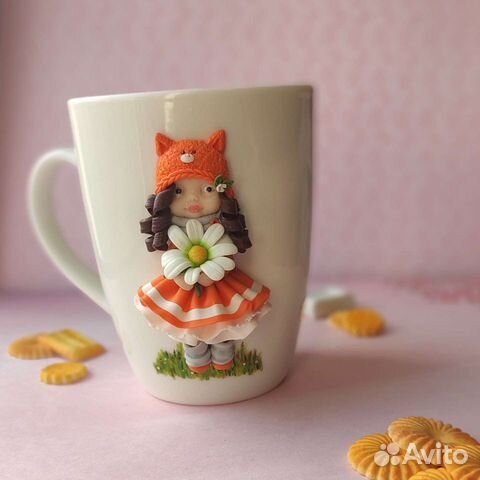 Кружка с декором.Кукла.Тильда