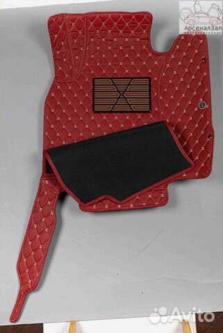 3D автоковрики из экокожи Kia Rio бордовые