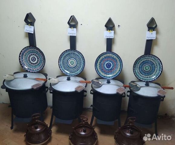 Казаны чугунные с печью и трубой