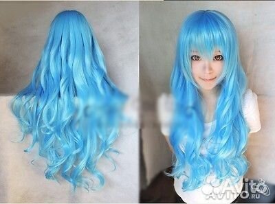 Парик светло-голубой кудрявый Мальвина Хэллоуин 80 Парик светло-голубой кудрявый Мальвина Хэллоуин 80