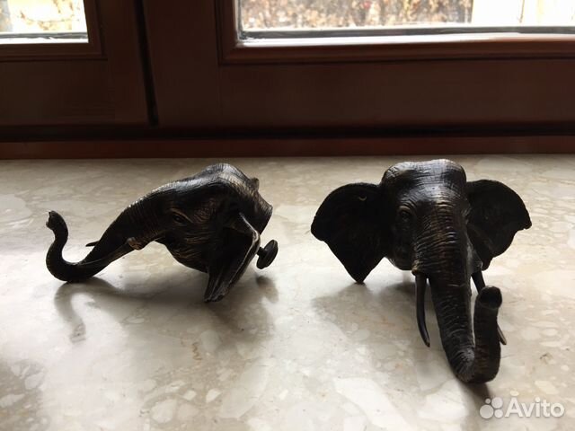 Декоративные ручки в виде слонов бронзовые— фотография №1