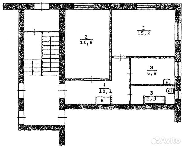 2-к квартира, 54 м², 1/2 эт.