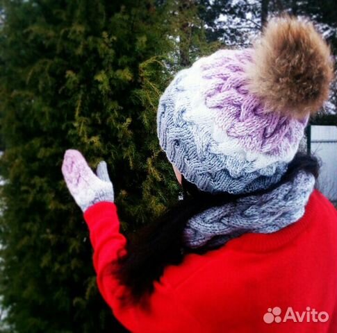 Вязаный комплект - шапка и снуд(меринос) Вязаный комплект - шапка и снуд(меринос)