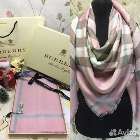 Шарф Burberry розовый в клетку Бербери Барберри те