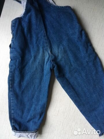 Джинсовый полукомбинезон, р.98, утеплённый, джинсы Джинсовый полукомбинезон, р.98, утеплённый, джинсы
