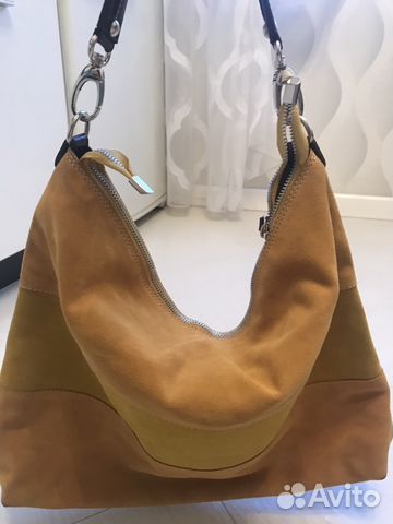 Сумка замшевая, горчичного цвета