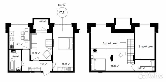 3-к квартира, 68.4 м², 3/3 эт.