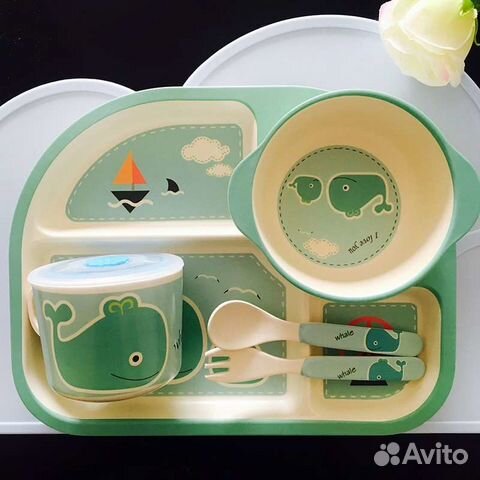 Детская бамбуковая посуда, Китенок, новая