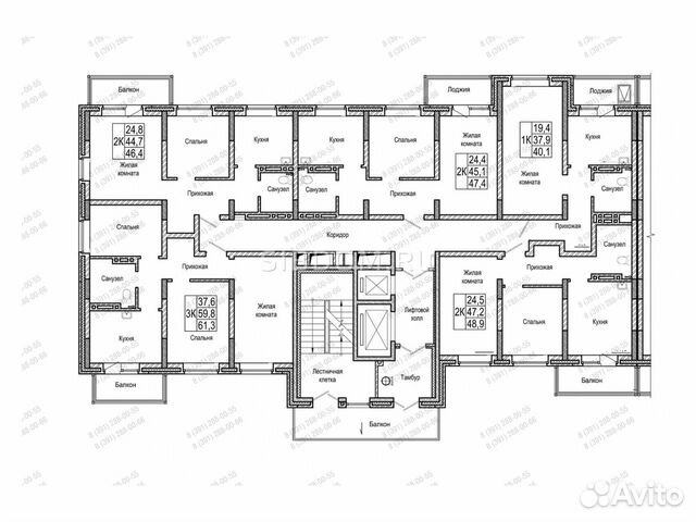 2-к квартира, 50 м², 6/17 эт. 2-к квартира, 50 м², 6/17 эт.