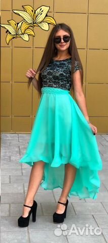 Нарядное вечернее ассиметричное платье