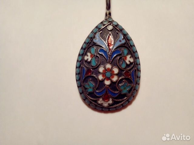Ложка кофейная серебро 88 пр,с эмалью Ложка кофейная серебро 88 пр,с эмалью