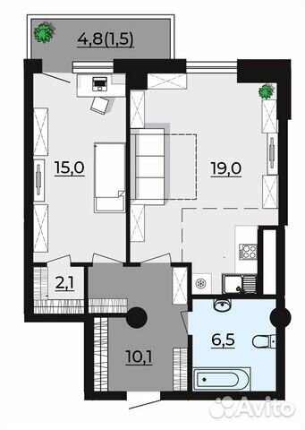 Студия, 59.8 м², 12/25 эт. Студия, 59.8 м², 12/25 эт.