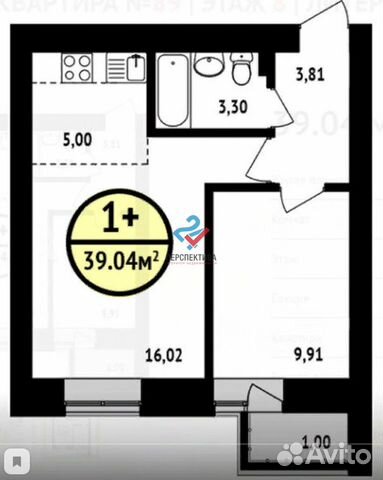 2-к квартира, 39 м², 8/16 эт. 2-к квартира, 39 м², 8/16 эт.
