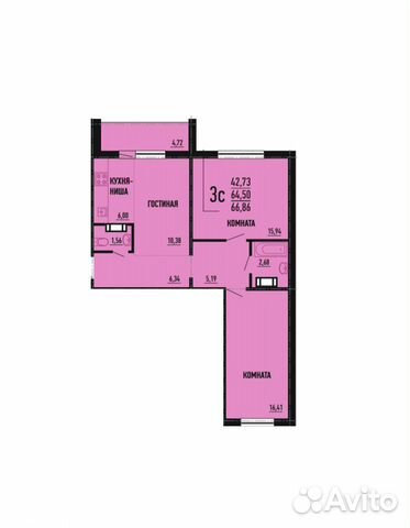 3-к квартира, 67 м², 2/11 эт.