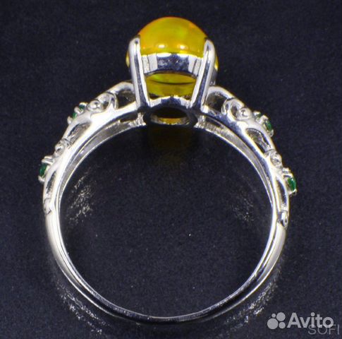 Серебряное кольцо с опалом и фианитом натуральным