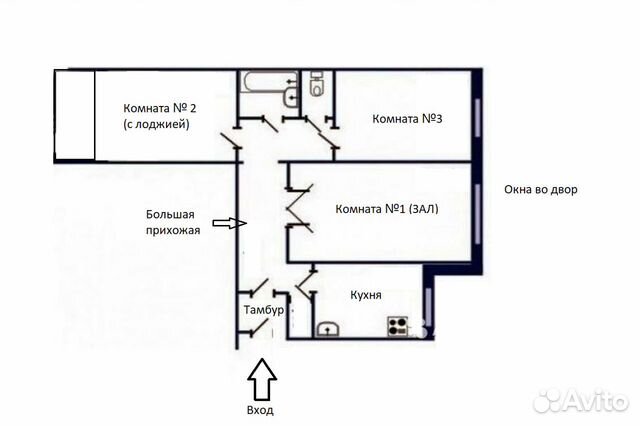 3-к квартира, 68.2 м², 1/9 эт.