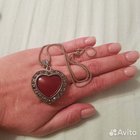 Кулон мельхиор, серебро, сердолик