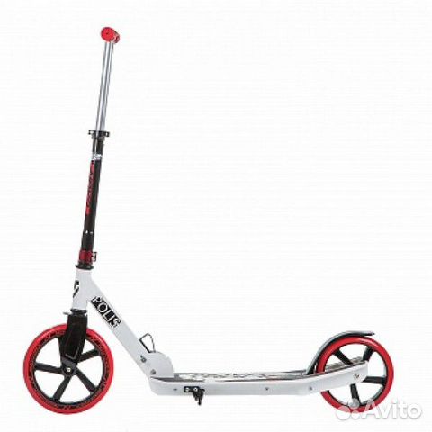 Городской самокат polis 230 plastic, бело-красный
