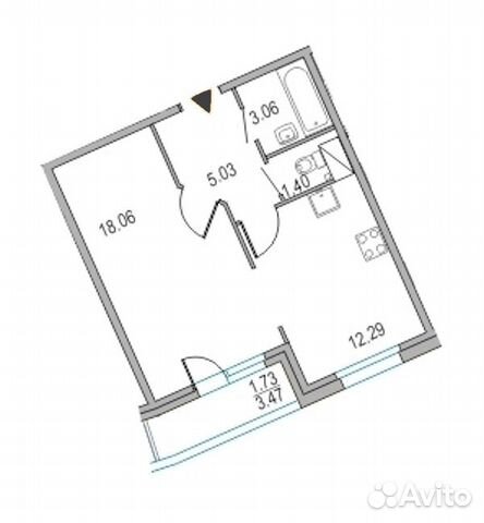 1-к квартира, 39.8 м², 3/12 эт.