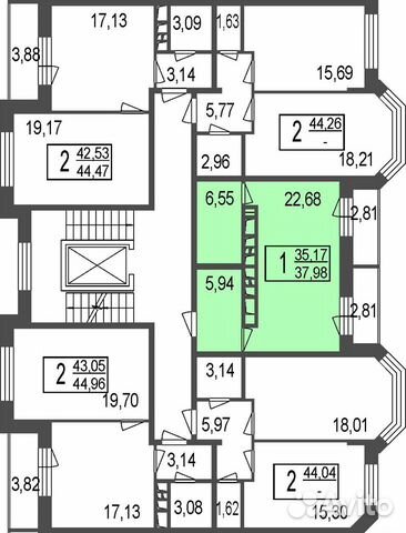 1-к квартира, 35.1 м², 7/7 эт.
