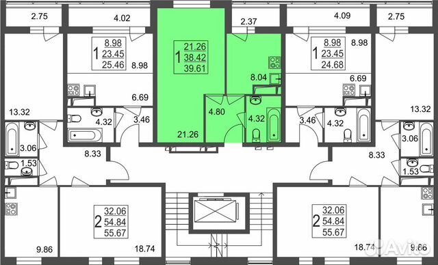 1-к квартира, 39.6 м², 8/8 эт. 1-к квартира, 39.6 м², 8/8 эт.