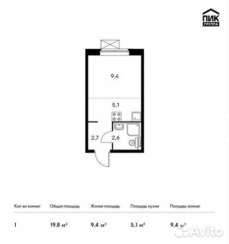 Студия, 19.8 м², 23/25 эт. Студия, 19.8 м², 23/25 эт.