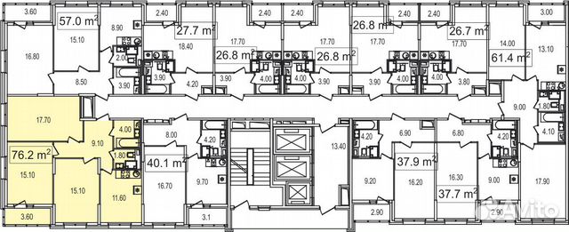 3-к квартира, 76.2 м², 5/25 эт.