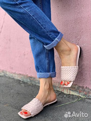 Шлепки женские bottega veneta кожа