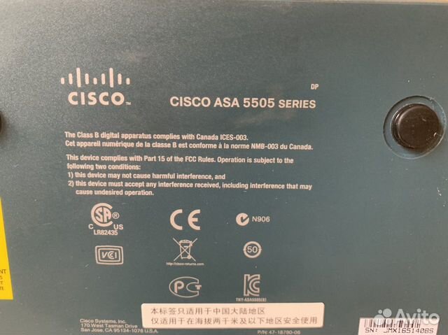 Межсетевой экран Cisco ASA 5505 без бп