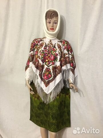 Пончо- накидка новая из Павлопосадского платка с в