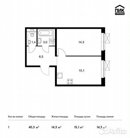 1-к квартира, 40.3 м², 20/25 эт. 1-к квартира, 40.3 м², 20/25 эт.