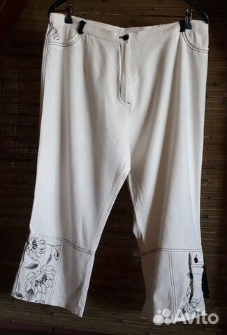 Брюки франция лен С карманчиком вышивка