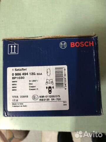 Тормозные колодки дисковые передние bosh на BMW 1 Тормозные колодки дисковые передние bosh на BMW 1