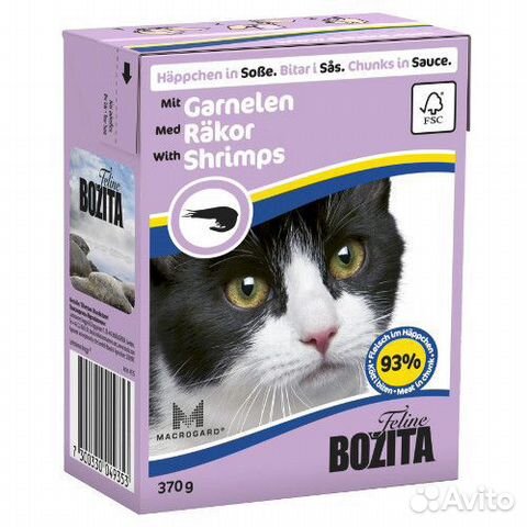 Корм для кошек bozita Кусочки в соусе с креветками