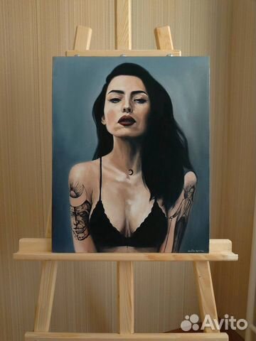 Картина маслом, портрет девушка эротика ню