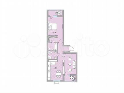2-к квартира, 70.4 м², 17/24 эт.