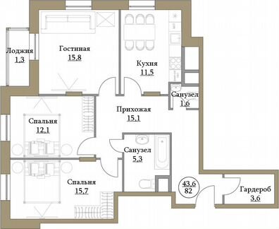 3-к квартира, 82 м², 14/17 эт.