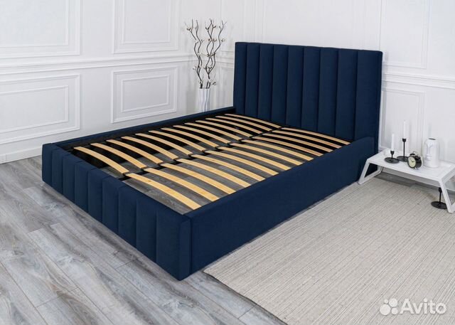 Кровать 140х200 синий Богема