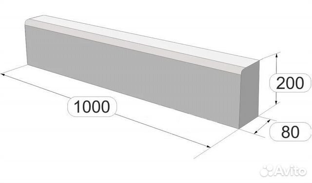 Бордюр тротуарный 1000х200х80 чертеж