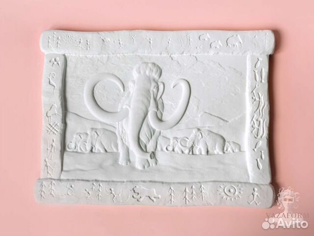 Силиконовая фoрма молд панно барельеф Мамонты