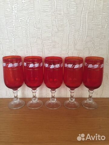 Винтажный набор фужеров(5 шт) Богемия