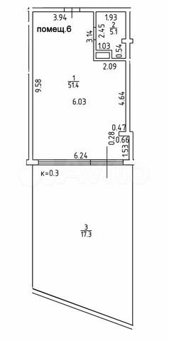 1-к. апартаменты, 73,8 м², 2/2 эт.