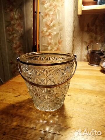 Ваза конфетница резное стекло СССР