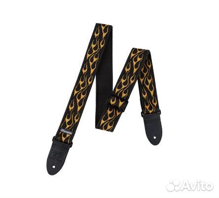 Ремень гитарный Dunlop D38-11GY желтое пламя