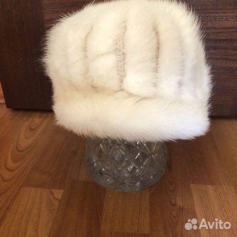 Шапка норковая белая (вязка)