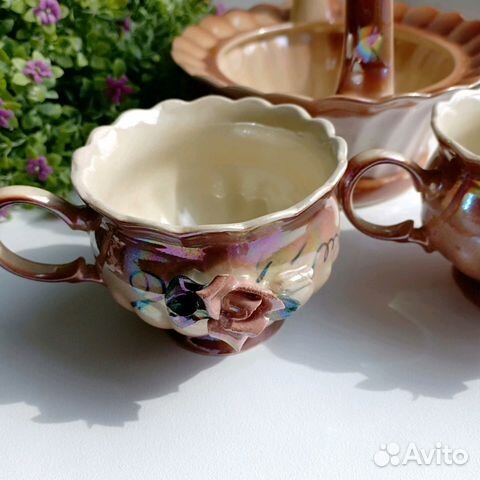 Кофейные чашки и конфетница ручная работа керамика