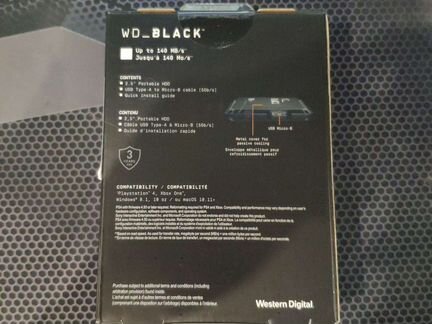 Внешний HDD Western Digital WD black P10 2тб